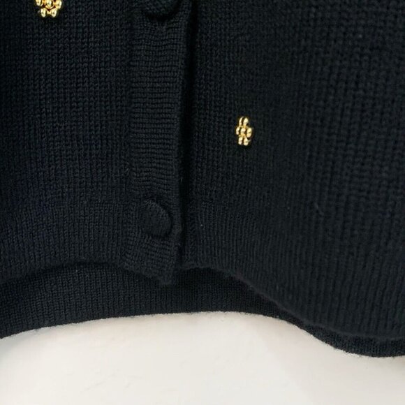 Vintage Talbots Soft Merino Wool Cardigan Black With Bead Clusters Womens Large - Picture 8 of 9